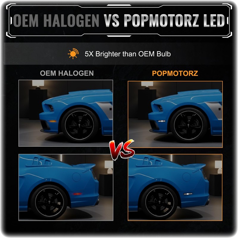 POPMOTORZ LED Side Marker Lights Compatible With Ford Mustang 2010