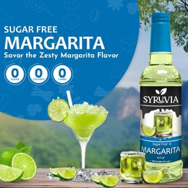 Syruvia Sugar Free Margarita Syrup With Syrup Pump Dispenser – Margarita Syrup Flavor, 25.4 fl oz - Perfect for Cocktails, ice Tea, Desserts, Italian Sodas, Ice and More, Kosher and Gluten-Free