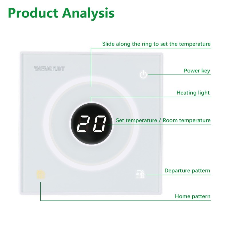 Wengart Room Thermostat for Electric Underfloor Heating Systems WG502, AC230V
