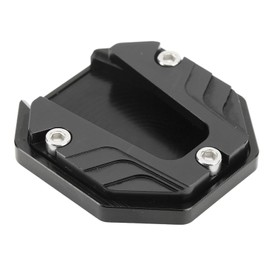 Demeras Motorcycle Side Stand Plate Pad, Universal Fashion Appearance Anodic Oxidation Coloring Kickstand Pad Extender High Strength for Soft Surface(Black)