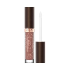 Eveline Lipgloss Choco Glamour, flüssiger Lippenstift mit Glanzfinish für Vinyl-Lippen, vegane Formel mit Kakaoextrakt, 1 x 4,5 ml Nr. 01 Ruby Schokolade
