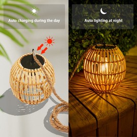 pearlstar Solar Lights for Outdoor Hanging Garden Decoration for Outdoor Weatherproof Solar Lantern for Outdoor Indoor with Cord Handle Pendant Light for Balcony Patios Patio Bar Yard