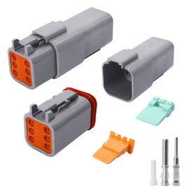 HISports DT Connector Kit 6 Pin Way Sealed Male and Female Auto Waterproof Electrical Wire Connector Plug Automotive DT Electrical Wire Connector for Motorcycle, Truck, Car, Boats, Scooter (1 Set)