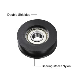 sourcing map 2pcs U626ZZ POM Pulley U-Groove Ball Bearing 6 x 30 x 10mm U Groove Roller Wheel (GCr15) Chrome Steel Bearings, Black
