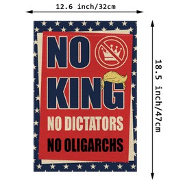 Garden Flag No King Flags for Outside Burlap Vertical Double Sided Democracy Flag Outdoor Decorations Holiday Yard Decor for Daily Life 12.5 x 18 Inch