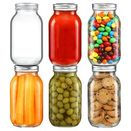 YEBODA 32 oz Mason Jars Canning Jars with Airtight Lids and Bands 6 Pack Ideal for Preserving, Meal Prep, Overnight Oats, Jam, Jelly, Jams, Spice, Sauces, Salads, Yogurt, Wedding Favors