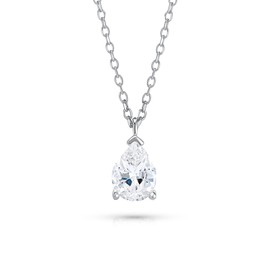 Heather Needham Sterling Silver Teardrop Cubic Zirconia Necklace for Women | 8.6 x 2.6 mm CZ Pendant | 16'' + 2 '' Adjustable Chain Necklace | Gift for Her