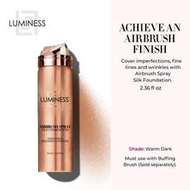 LUMINESS Silk Airbrush Spray Foundation - Full Coverage Foundation - Formula Hydrates & Moisturizes with Hyaluronic Acid, Aloe Vera & Hydrolyzed Silk (Shade - Warm Dark)