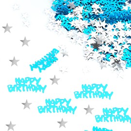 Happy Birthday Confetti, 30g BlueTable Confetti, Metallic Glitter Foil Star Table Confetti Sequins for Kids Adults Birthday Party Decoration Table Party Decorations