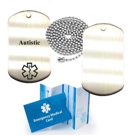 Autistic Stainless Steel Medical Alert ID Dog Tag Pendant