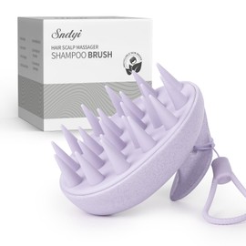 Sndyi Scalp Massager Shampoo Brush, Scalp Scrubber with Soft Silicone Bristles, Scalp Exfoliator for Dandruff Removal, Wheat Straw Hair Scalp Massager for Hair Growth, Wet Dry Scalp Brush, Purple
