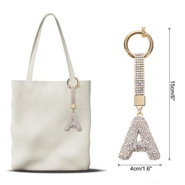 QUARKZMAN Letter A Letter Pendant Rhinestone Initial Alphabet Letters Charm Accessories for Key Chain Bracelet Necklace Jewellery Making Bags White, White