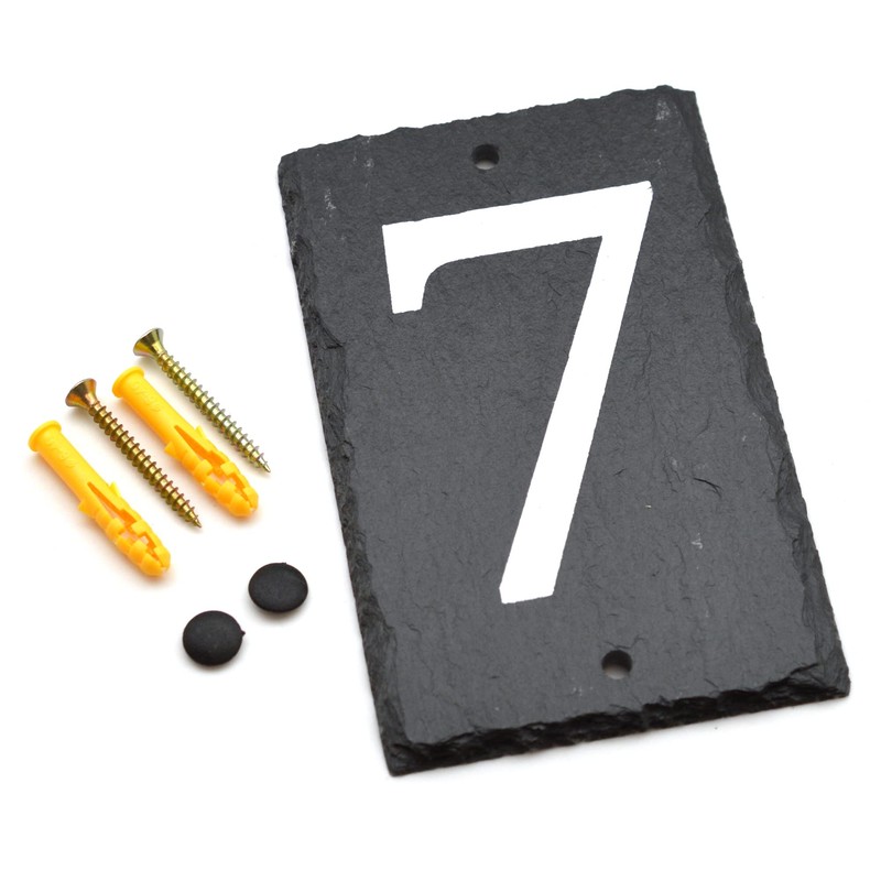 Number 7-14.5 x 9cm Natural Solid Slate House Number Plaque