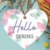 Springtime Wooden Heart Plaque - "Hello Spring" Quote | Rustic