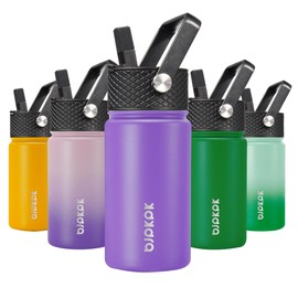 BJPKPK Water Bottle with Straw Lid, 15 oz Insulated Water Bottle, Stainless Steel Metal Water Bottles, Reusable Leak Proof BPA Free Thermo, Flask, Cups, Macaron-Modena