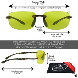 proSPORT BIFOCAL Reader Glasses Yellow Lens +2.00 Tortoise Temples Night Driving Riding
