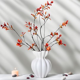 EspoirLuv-White Ceramic Vase for Pampas Grass – 6.69” Flower Vase, Table Centerpiece for Living Room, Shelf & Home Decor