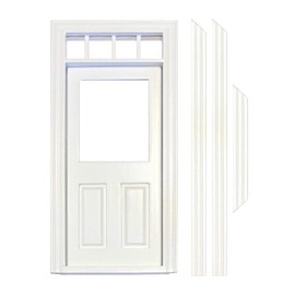 MyTinyWorld Doll's House Decorative White Painted Door with Glaze Pane and 4 Open Window Areas
