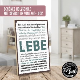 TypeStoff Wooden Sign with Saying - Live - Vintage Look with Quote as a Gift and Decoration on the Theme of Motivation, Hygge - HS-01440