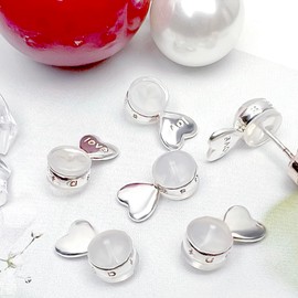 Darlingao 3 Pairs Earring Backs for Heavy Earring, Silicone Earring Lifters for Droopy Ears, Earring Backs Replacements, Earlobe Support Backs, Heavy Earring Support, Earring Backings, Silver, RE-01