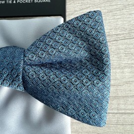 Alfani Men's Stirling Geo-Pattern Bow Tie & Solid Pocket Square Set