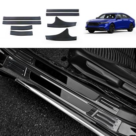 TUBAIZAI Car Accessories Compatible with Honda Accord 2023 2024 Inside and Outside Door Sill Scuff Plate Entry Guard Cover Trims Stainless Steel 8PCS(Black Brushed Finish)