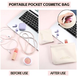 Boobeen 2 Pcs Small Makeup Bags for Purse, Pocket Cosmetic Bags, Squeeze Top Pocket Makeup Bag No Zipper Makeup Pouch for Women Waterproof Multifunctional Travel Storage Pouch