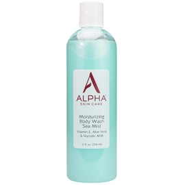 Alpha Skin Care Moisturizing Body Wash, Gentle Soap-Free Anti-Aging Formula, Glycolic AHA, Vitamin E & Aloe Vera, Conditions & Soothes, All Skin Types Hydroxy Acid, 12 Oz