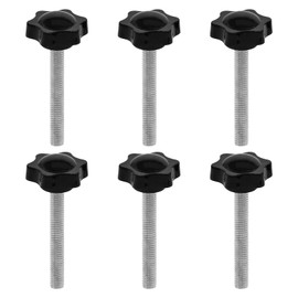 JJWNMLL 6PCS Clamping Screw Knob Star Screw M10 * 70mm Thumb Screws Bolts Thread Replacement Star Hand Knob Tightening Screw, Black Grip