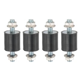 PATIKIL M8 25x25mm Rubber Isolator Mounts, 4 Pcs Rubber Studs Shock Absorber Anti-Vibration Isolation Damping Mounts with Lock Nuts for Motor, Air Compressor, Engines (65mm Height)