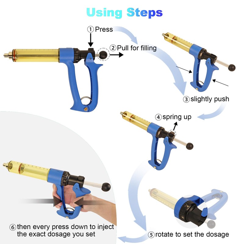 RANCH CHOICE 50ML Semi Automatic Livestock Syringe, Adjustable Continuous Repeating