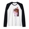cate meow cute pet funny chat Raglan Baseball Tee