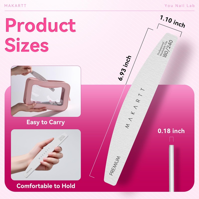 Makartt Nail File - 180/240 Grit Emery Boards for Nails,