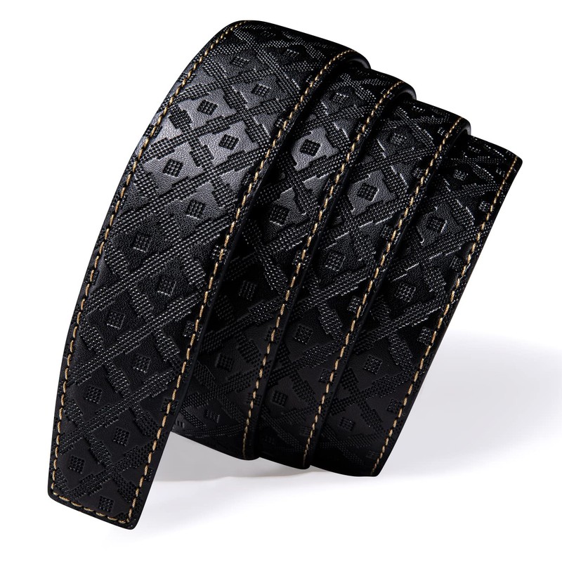 Barry.Wang Black Belt Men Designer Ratchet Buckle Sliding Belt Large