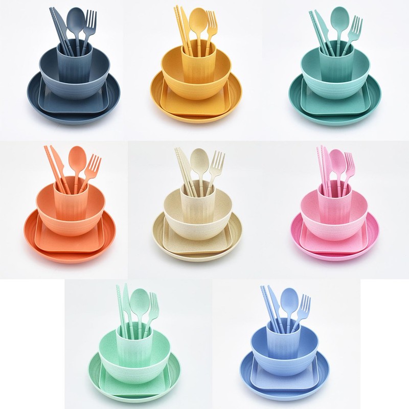 Wheat Straw 8pcs Set Kitchen Dinnerware Bowl Sets Dinnerware Tableware