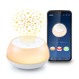 VTech BC8213 V-Hush Mini Storytelling Soother with Sleep Trainer, Songs, Stories, Sounds, lullabies, Multi Option Night Light, Bluetooth Speaker, up to 8 Hours Run time