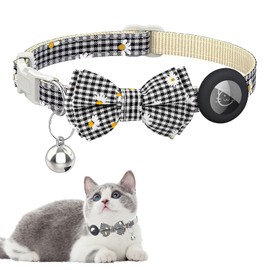 Airtag Cat Collar, Soft Kitten Collars with Detachable Bow Tie and Bell, Cat Collars Quick Release, Cat Tracker Gps Collar for Small Cats, Adjustable Pet Collars for Kitten Puppy (20-33 cm)