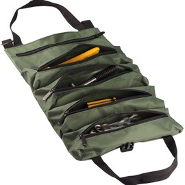 Tool Pouch with Dependable Zippers, Wrench Roll Up Tool Bag,Small Tool Roll,Canvas Tool Bag,Technicians Tool Bag,Multi Tool Roll Organiser for Car Motorcycle Electricians (green)