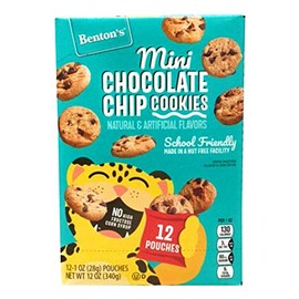 2 Pack of Benton's Mini Chocolate Chip Cookies School Friendly Snack Made in a Nut Free Facility