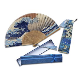 MMmall Japanese Souvenir Fan, Japanese Pattern, 36 Views of Fugaku, Souvenir for Foreigners (Includes Storage Bag)