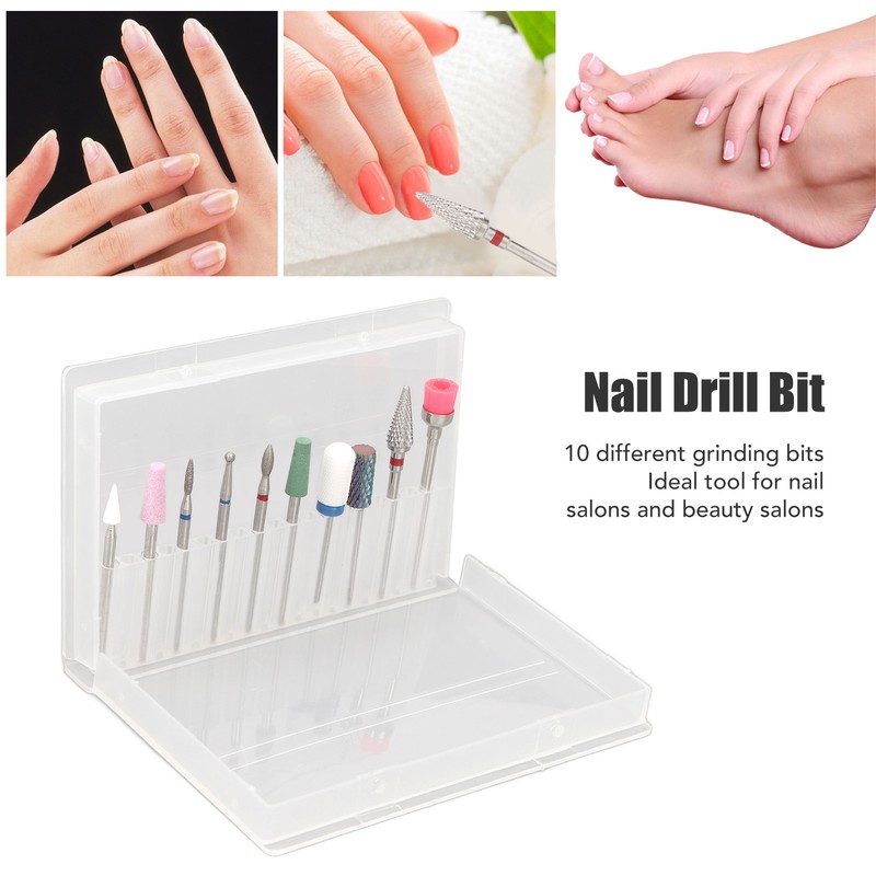 10 Pcs Nails Drill Bit Set Portable Remove Polishing Nail