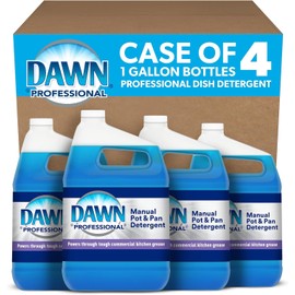 P&G Dawn Dishwashing Liquid Soap Detergent, Bulk Degreaser Removes Greasy Foods from Pots, Pans and Dishes in Commercial Restaurant Kitchens, Regular Scent, 1 Gallon (Pack of 4) (Packaging May Vary)