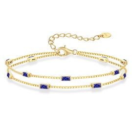 LOUISA SECRET Birthstone Bracelets for Women Girl, 925 Sterling Silver Dainty Simple Women Charm Link Bracelet, Birthday Anniversary Valentine's Day Jewelry Gifts for Women Girlfriend Her Wife Mom