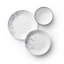 Corelle Vitrelle 18-Piece Service for 6 Dinnerware Set Triple Layer Glass and Chip Resistant, Lightweight Round Plates and Bowls Set, Indigo Speckle
