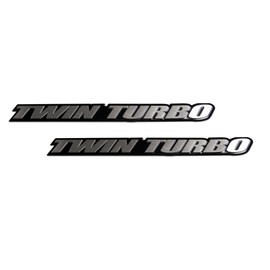 ERPART 2 x (Pair/Set) Twin Turbo Aluminum Emblems Badges for Nissan 300ZX Z32 G35 Skyline GTR GT-R 350Z Maxima Ultima Subaru WRX STi