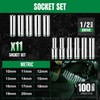 SK 1/2" Drive Socket Set, Deep Metric Sockets, 11-Piece 10-20mm,