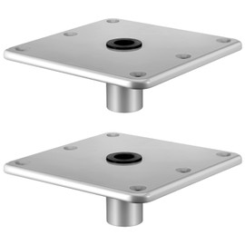 Datanly 2 Pcs Heavy Duty Boat Seat Pedestals 7" x 7" Aluminum Alloy Boat Seat Base Marine Boat Seat Mount with 3/4" Pin Post Socket Boat Pedestal Base Boat Cabin Seating Accessories for Boat (Silver)