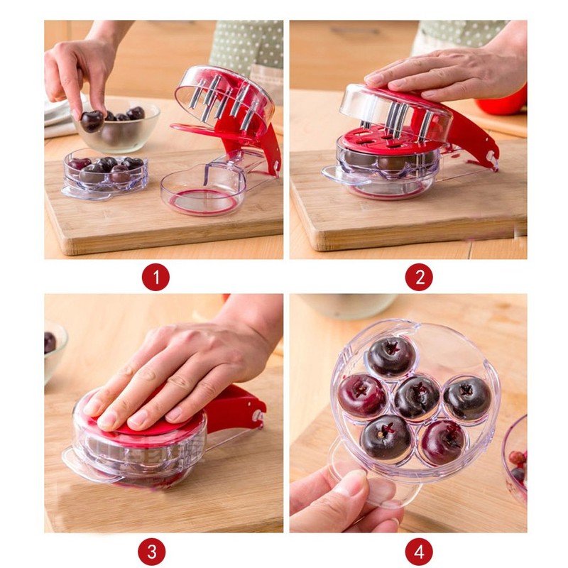 Cherry Pitter, Cherrystone Remover Mess Free 6 Capacity at Once