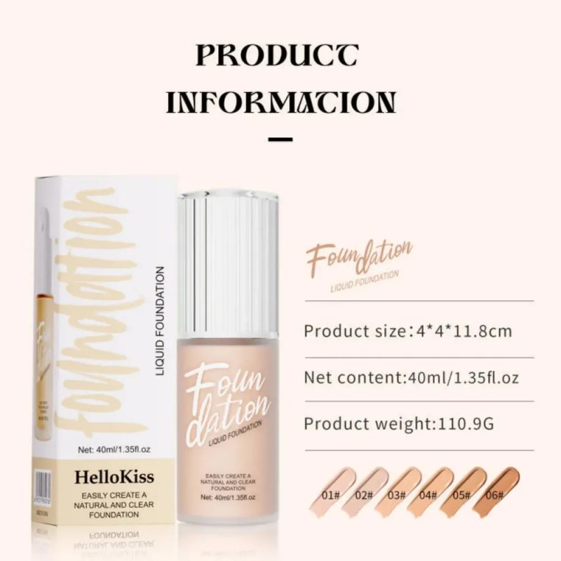 Base De Maquillaje Resistente Al Agua Y Matificante, 40 Ml