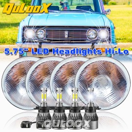 QULOOX For Ford Galaxie 500 1962-1974 4pcs 5.75" 5-3/" Round LED Headlights Upgrade DRL